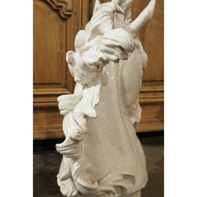 Pair of Large Glazed Terracotta Horse Busts From Italy, Circa 1950 For Sale - Image 11 of 18