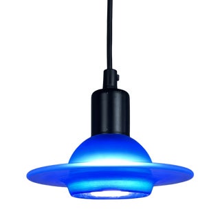 Danish Blue Glass Pendant Lamp, 1980s, Set of 2 For Sale