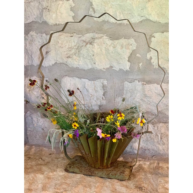 Vintage Metal Flower, Plant Basket Centerpiece For Sale - Image 11 of 12