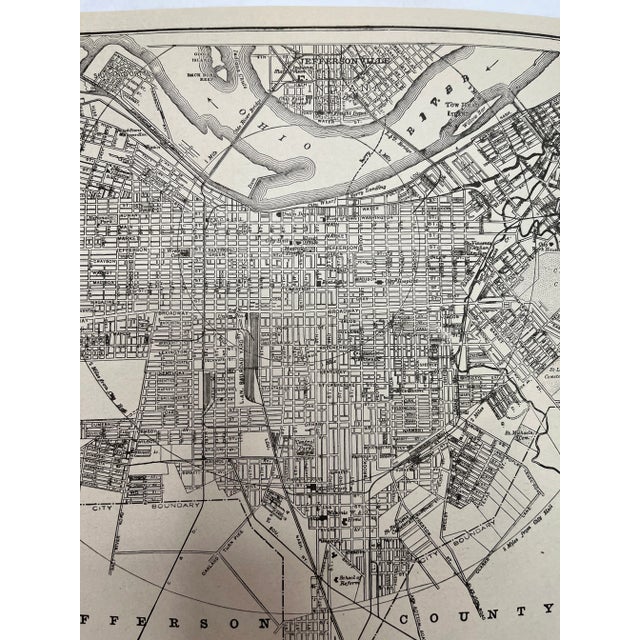 American Antique 1920s Louisville Kentucky City Map For Sale - Image 3 of 4