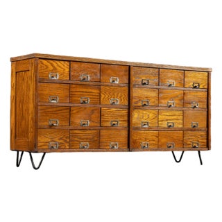 1940s Vintage Oak 24-Drawer Apothecary For Sale
