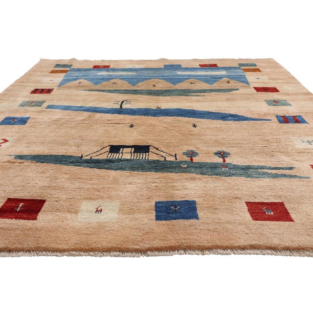 Tribal Vintage Persian Gabbeh Rug, 06'07 X 09'02 For Sale - Image 3 of 10