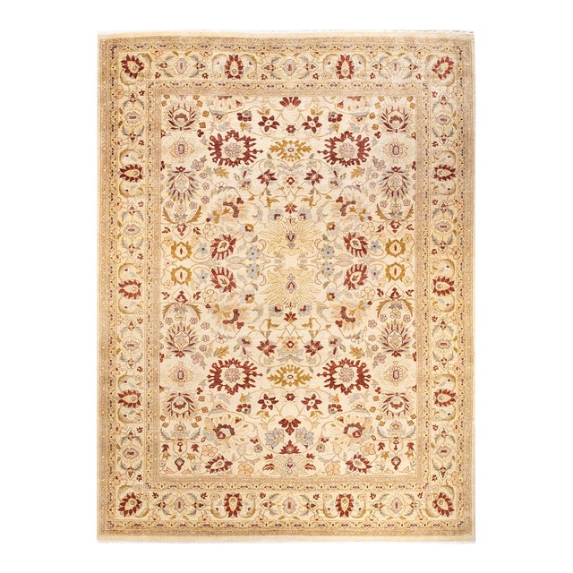Mogul, One-of-a-Kind Hand-Knotted Area Rug in Ivory, 9' 1" x 12' 1" For Sale