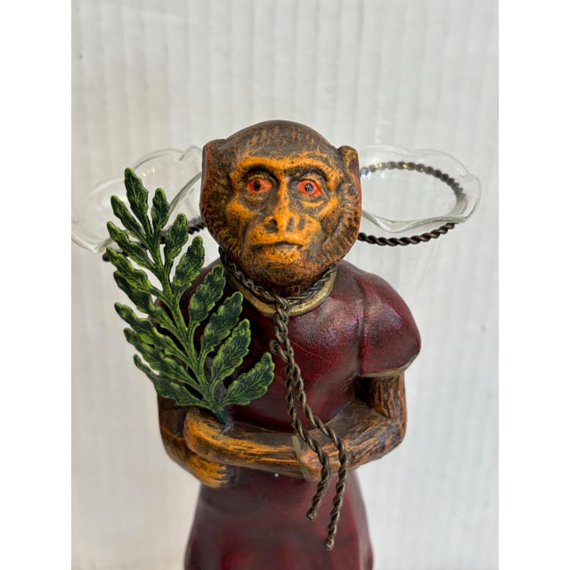 Brick Red 1960s Figural Monkey Rosey Flower Holder For Sale - Image 8 of 11