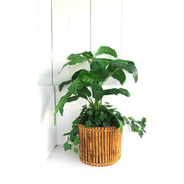 Japanese Wicker Bamboo Planter Pot Holder Cachepot, 2 Avail., Circa Mid-Late 20th Century For Sale - Image 3 of 16