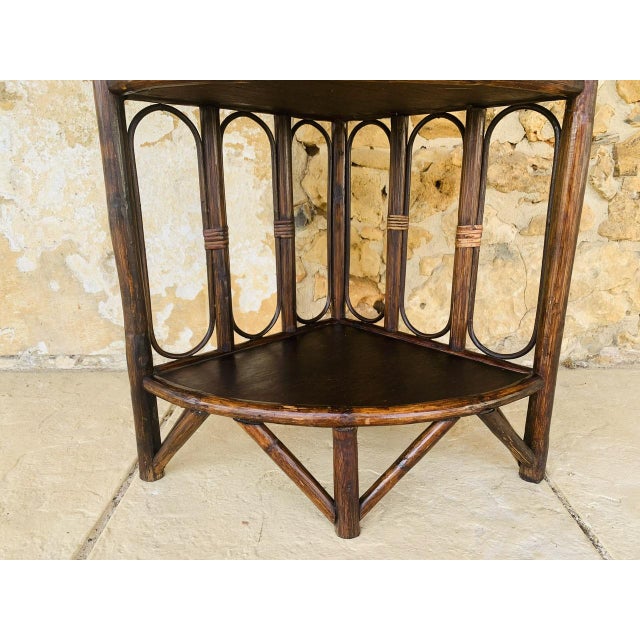 Mid-Century Modern Bamboo and Rattan Three-Tier Corner Shelf, 1960s For Sale - Image 13 of 18