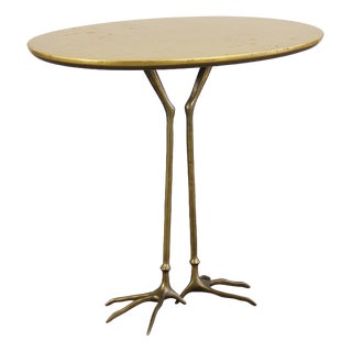 Vintage Side Table in Wooden Gold Leaf and Bronze by Gavina, 1970s For Sale