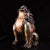 This is a cast bronze vessel or sculpture featuring a dynamic, mythical beast (a "Wangtianhou" or sky-gazing roaring...