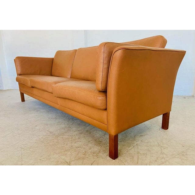 Mid-Century Danish Cognac Three Seater Sofa by Morgans Hansen For Sale - Image 12 of 18