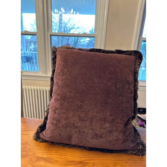Purple Vintage Silk and Velvet Damask Pillow For Sale - Image 8 of 9