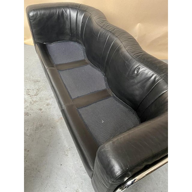 Black Onda Sofa in Leather by De Pas, Durbino, Lomazzi for Zanotta, 2000s For Sale - Image 8 of 10