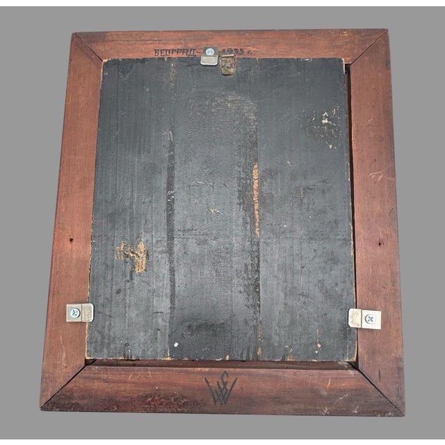 Brown 1935 Belgrade Serbian Orthodox St Nicholas Icon Brass Oklad Carved Wood Frame For Sale - Image 8 of 8