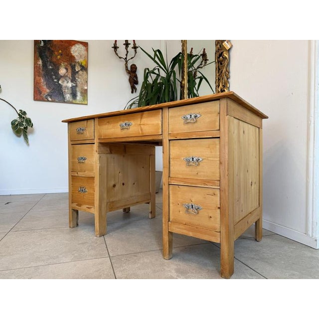 Rustic Art Nouveau Desk/Secretary, Softwood, Dimensions: Height x Width x Depth 79 x 124 x 69 cm. For sale is a rustic,...