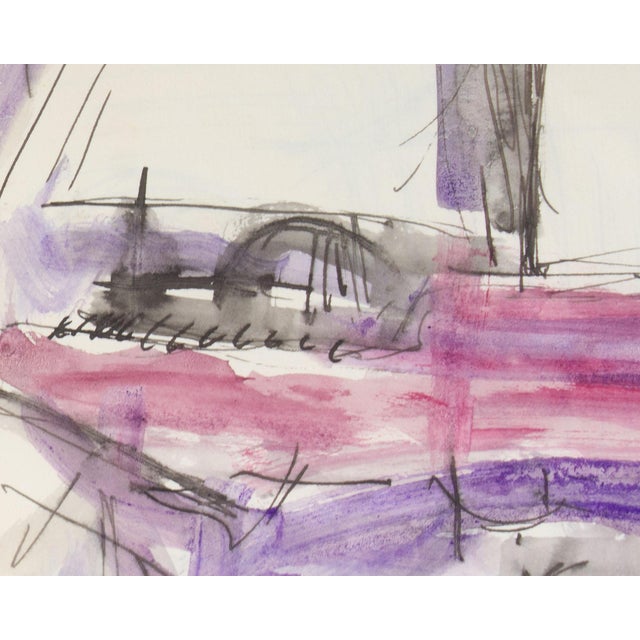 1960s 1961 Abstract Mixed Media Painting of a Sail Boat by Harry Hilson For Sale - Image 5 of 10