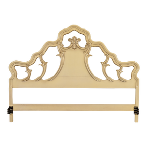 Romweber French Rococo Louis XV Cream Lacquered and Parcel Silver Gilt King Size Headboard, Circa 1950s