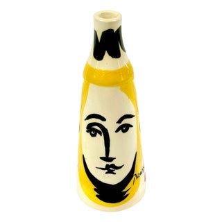 Stamped Edition Padilla “Picasso” Pottery Conical Face Vase, Mexico For Sale
