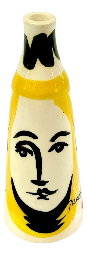 Stamped Edition Padilla “Picasso” Pottery Conical Face Vase, Mexico