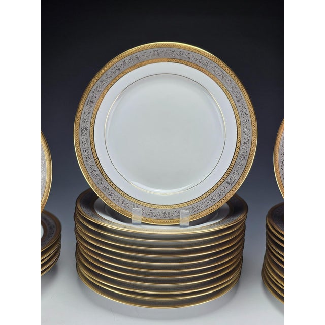 Gilt and Platinum Plaisance Service by Raynaud Limoges for Céralène, Set of 65 For Sale - Image 3 of 14