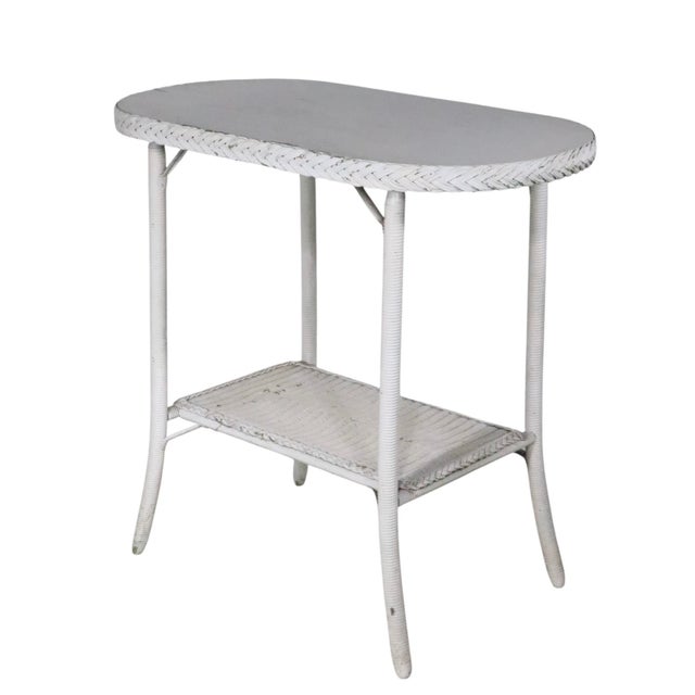 White Vintage Oval White Wicker Table Att. To Lloyd Loom C 1930/50's For Sale - Image 8 of 12