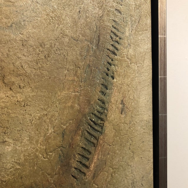 1990s 1990s Silver Gilt Wood Framed Oil on Canvas Giclee, Abstract in Design, Using Colors of Red and Beige. For Sale - Image 5 of 9