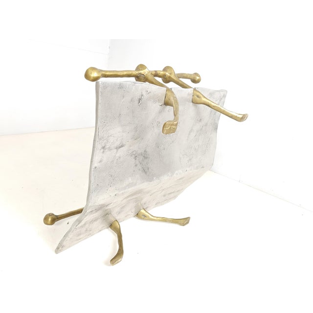 Magazine Rack in Bronze and Aluminium by David Marshall, 1980s For Sale - Image 10 of 11