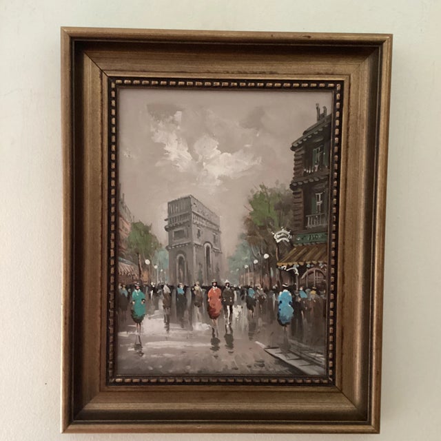 Mid 20th Century "Parisian Street Scene Arc De Triomphe" Post-Impressionist Oil Painting on Canvas, Framed For Sale - Image 11 of 12