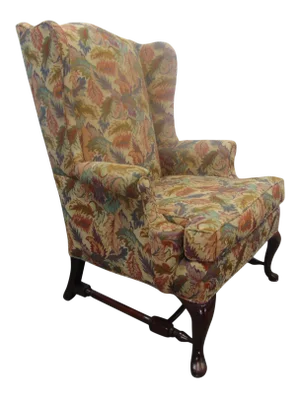 Custom Queen Anne Mahogany Wing Chair
