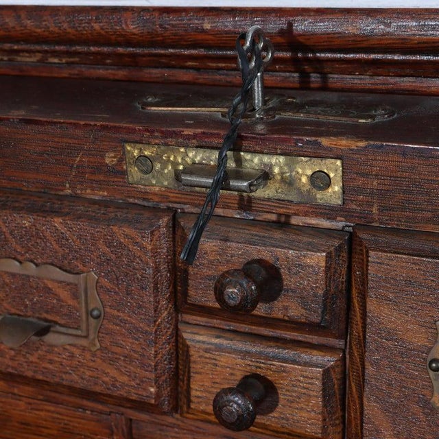 Arts & Crafts Quarter Sawn Oak Paneled Roll Top Desk With Full Interior C1910 For Sale - Image 10 of 16