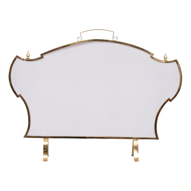 Hollywood Regency Brass Fire Screen, France, 1970s For Sale