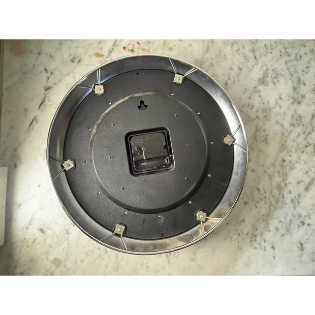 Vintage Sterling & Noble Stainless Steel and Chrome Minimalist Wall Clock | Black Hands | Modern Design For Sale - Image 4 of 4