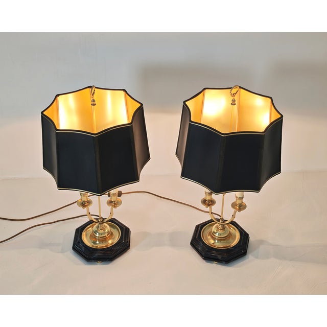Gold Mid-Century Modern Empire Brass Table Lamps, 1960s, Set of 2 For Sale - Image 8 of 18