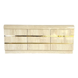 Postmodern Faux Travertine Laminate Waterfall Dresser For Sale
