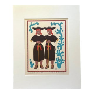 Carlos Mérida Silkscreen Print, "Tzoltziles...Chiapas" in 16x20 mat, 1945 For Sale