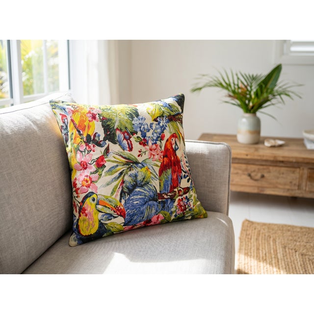 Woven Tropical Jungle Pillow Cover For Sale - Image 10 of 17