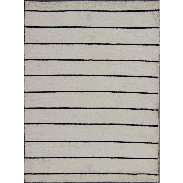 Textile Minimalist Design Modern Moroccan Rug in White by Keivan Woven Arts 8'0 X 11'0 For Sale - Image 7 of 7