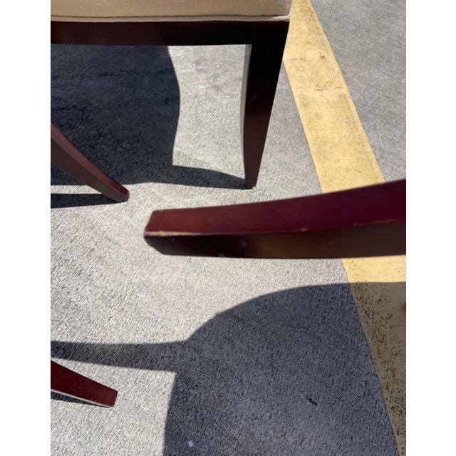 Textile Barbara Barry for Baker Oval X Back Linen Upholstery Dining Chairs, Set of 6 For Sale - Image 7 of 11