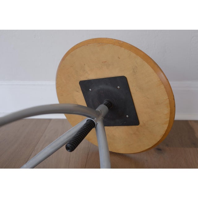 Vintage Postmodern Adjustable Aluminum and Wood Tripod Side Table For Sale In San Francisco - Image 6 of 9