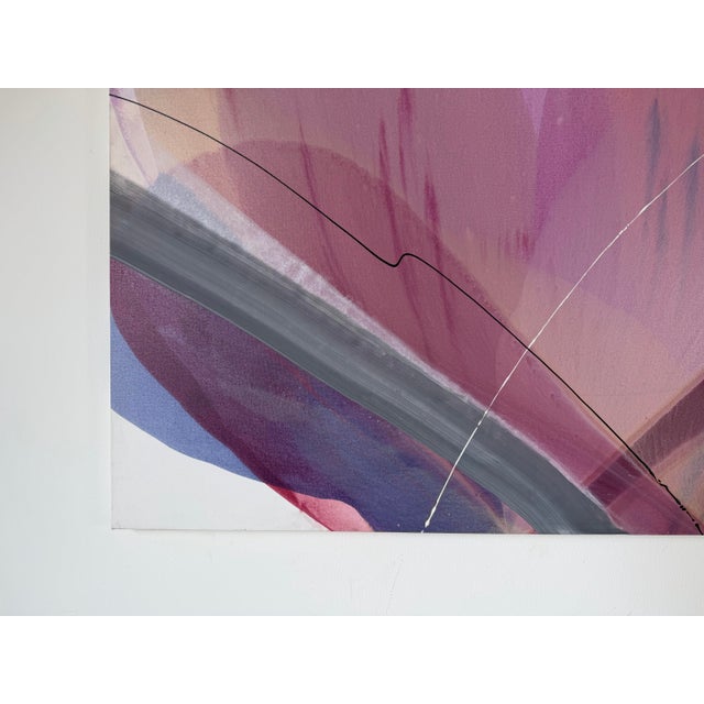 Burgundy Large 1980s Vintage Marj Expressionist Abstract Acrylic on Canvas Painting – Unframed For Sale - Image 8 of 12