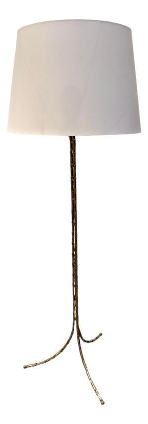 Triple Bronze Faux Bamboo Floor Lamps from Maison Bagues, 1950s
