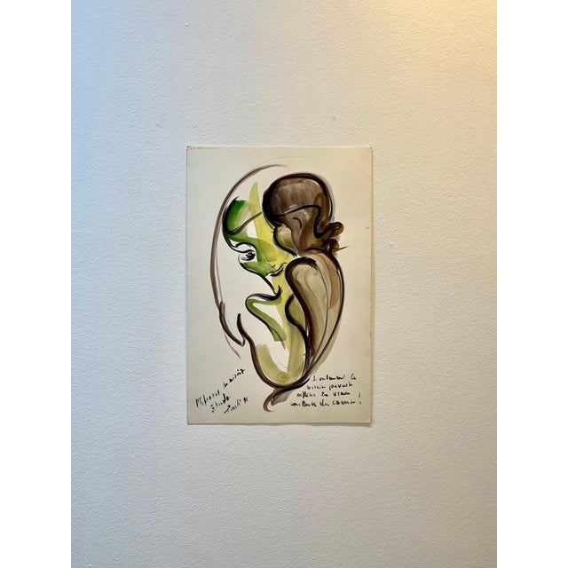 Charcoal Gilbert Pauli, Distrust of the Mirror, 1991, Watercolor For Sale - Image 8 of 10