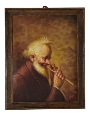 Oil Portrait Painting by Hector Moncayo, Framed