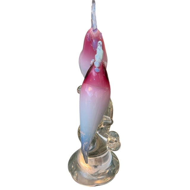 Italian Renato Anatra Murano Glass Cockatoo Sculpture in Pink & Opalescent. Circa 1970's For Sale - Image 3 of 9