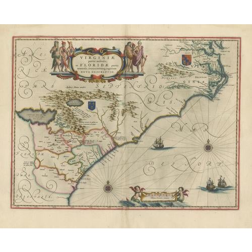 Virginia and Florida Map from Blaeu, 1642 For Sale - Image 3 of 13