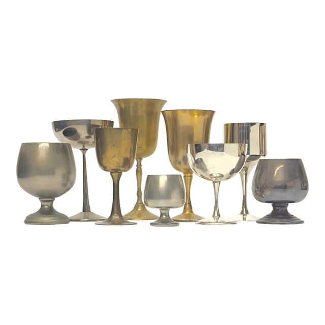 Vintage Mixed Metals Goblet Curation - Group of 9 For Sale