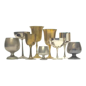 Vintage Mixed Metals Goblet Curation - Group of 9