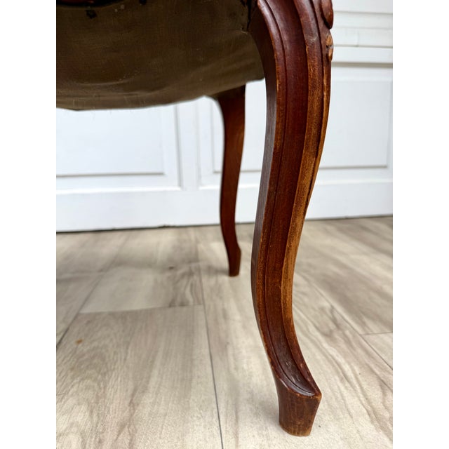 Antique French Louis XV Style Carved Wood Figural Needlepoint Footstool For Sale - Image 13 of 15