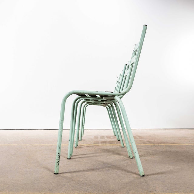 Aqua French Metal Stacking Outdoor Chairs, 1950s, Set of 6 For Sale - Image 8 of 12