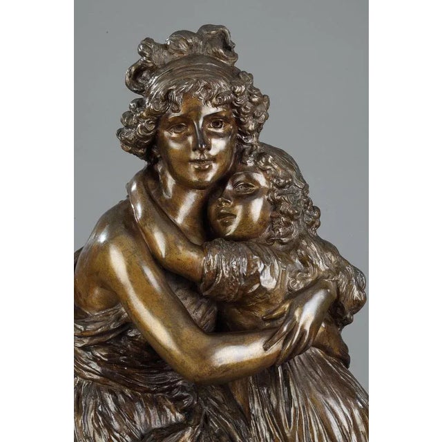 19th century bronze group with brown patina after the self-portrait with her daughter, jeanne-lucie-louise called julie,...