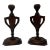 Pair, Arts & Crafts Trophy Urn Form Carved Wood Candlesticks Circa 1910 For Sale