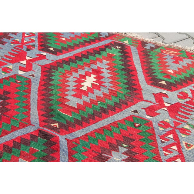 1960s 1960's Vintage Hand Woven Kilim Rug - 63" X 120" For Sale - Image 5 of 10